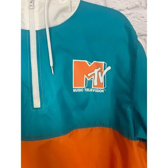 MTV Turquoise and Orange Windbreaker - Men's XL - Picture 3 of 13